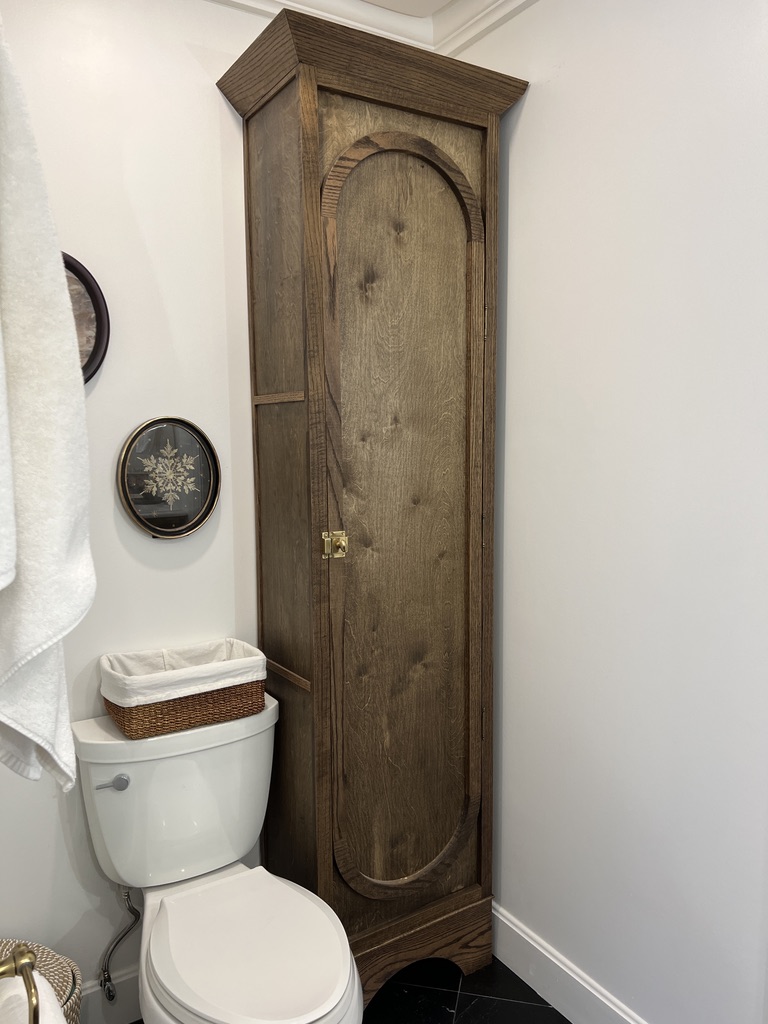 Terrace Park primary bathroom toilet and linen area after renovation